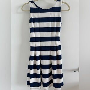 Navy and White Striped Dress